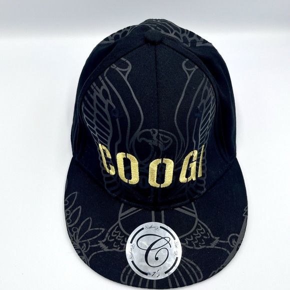 NEW COOGI Gold Spellout Logo Black Eagle Baseball Cap Size 7‎ 1/2 Men's Hat - Picture 5 of 7